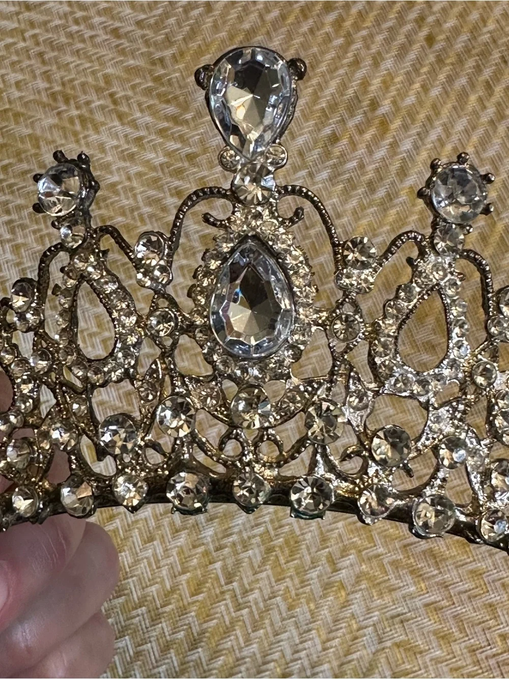Silver Rhinestone Tiara Crown with Clear Gems